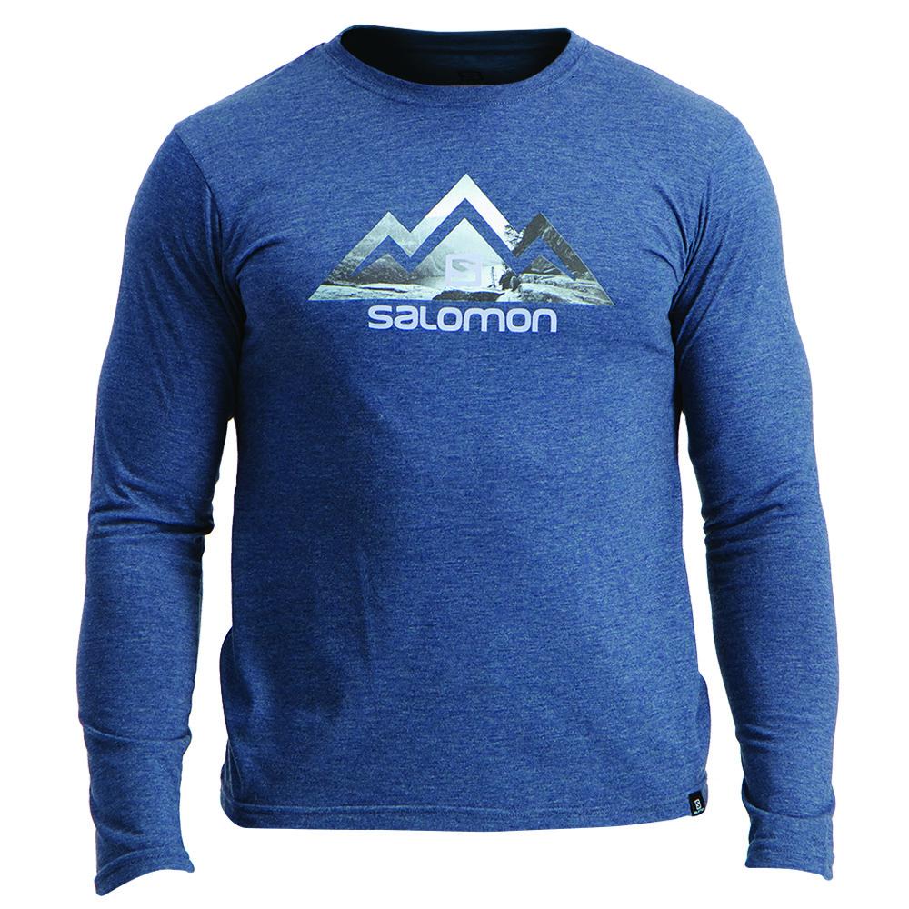 SALOMON TIP TOE LS M Philippines - Men's Tee Shirt - Dark Denim | 085371-HTR